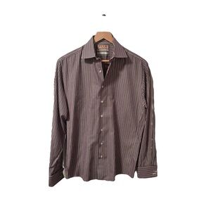 Thomas Pink Men's Striped Dress Shirt - purple and white